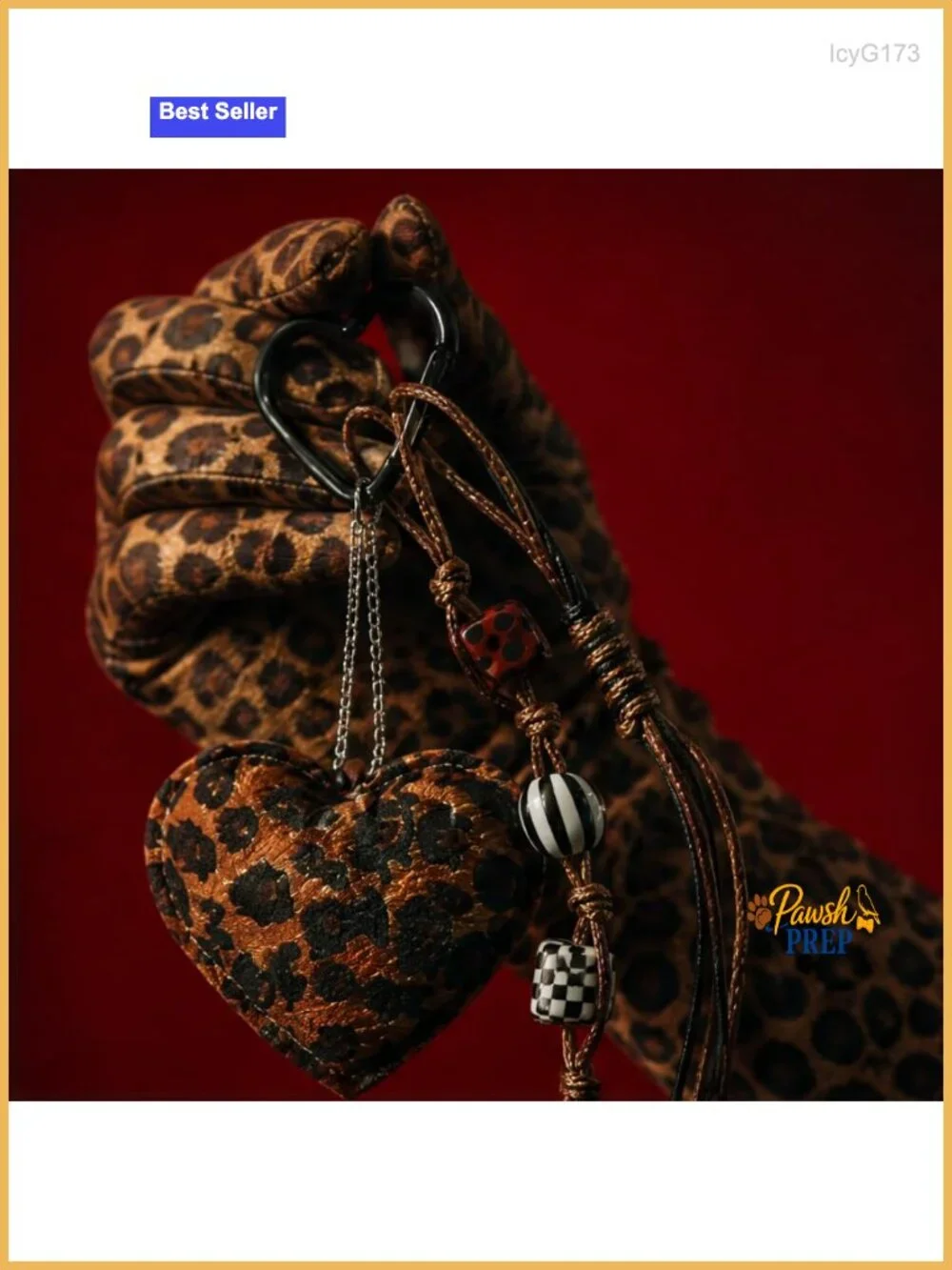 Leopard Print Plush Bag Charm Keychain, Chunky Y2K Rope Cheetah Purse Decor